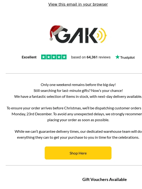 GAK - Don't Delay - Order Today for Christmas ?I GAK Music Emporium