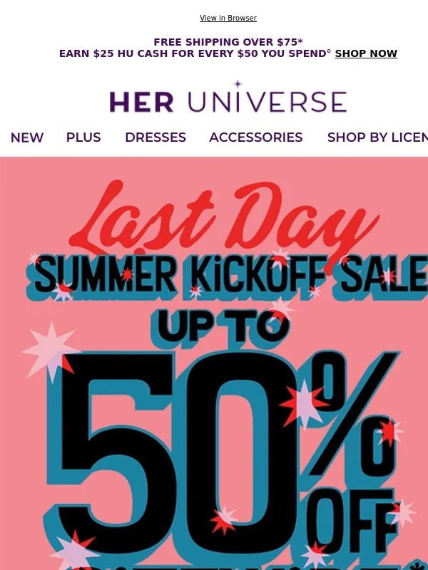 Her Universe - ?‍♀️ LAST DAY for up to 50% OFF soooo many styles ?‍♀️