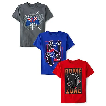 3-Pack The Children's Place Boys Gamer Short Sleeve Graphic T-Shirts (Game Zone/Controller/Controllers) Large Only $8.49 + Free Shipping w/ Prime or on $35+