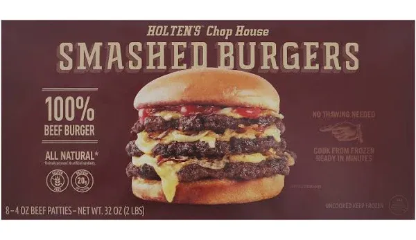 Holten's Chop House Frozen Smashed Beef Burgers