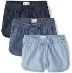 Girls Chambray Pull On Shorts 3-Pack - Multi