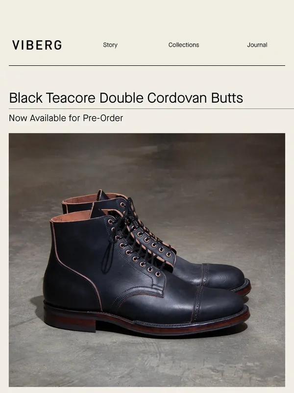 Viberg - Black Teacore Double Cordovan Butts
