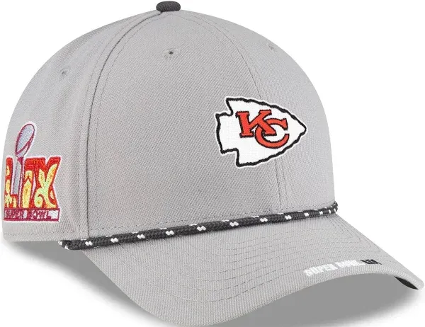Men's New Era Gray Kansas City Chiefs Super Bowl LIX Opening Night 9FORTY Adjustable Hat