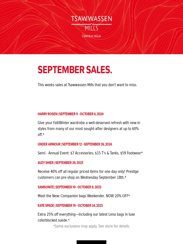 Tsawwassen Mills - ? Unwrap September's Best Deals Today! ?