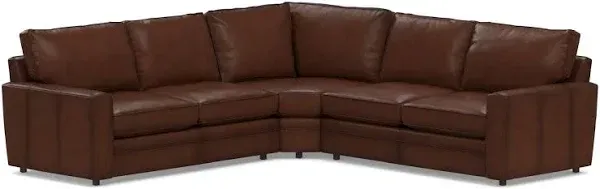 Pearce Square Arm Leather 3-Piece L-Shaped Wedge Sectional (120")