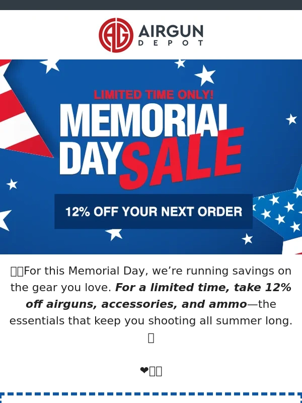 Airgun Depot - Memorial Day Deal: Save 12% NOW!
