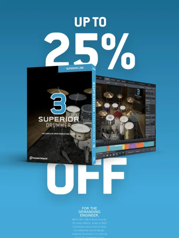 Toontrack - Up to 25% off drum software | EZdrummer 3,Superior Drummer 3 | Which one is for you?