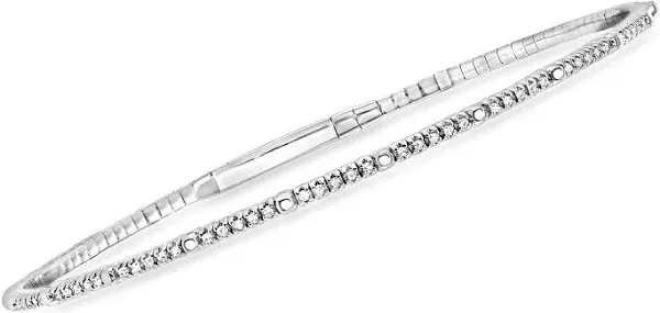 14kt White Gold  26 ctw Diamond Flexible Bangle Bracelet