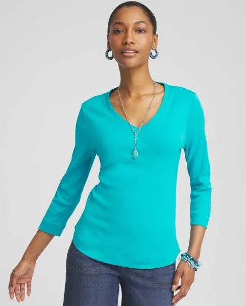 Chico's Women's Everyday 3/4 Sleeve V-Neck Tee