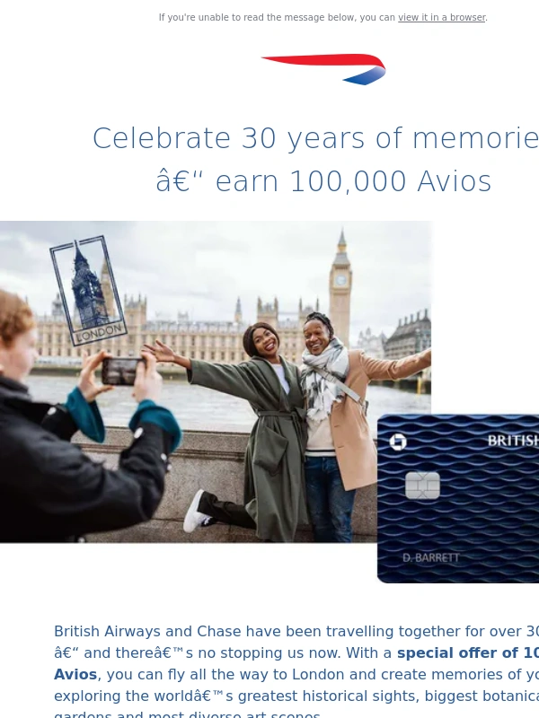 British Airways - British Airways,in 6 months,you could earn 100,000 Avios