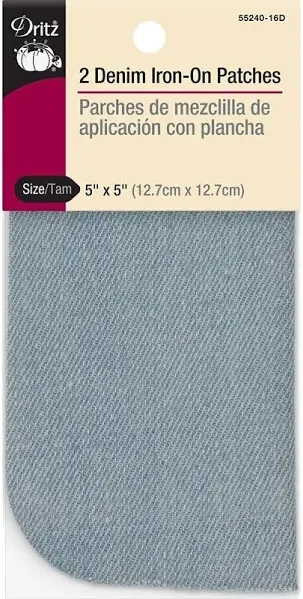 Dritz Iron-On Patches 5"x5" 2/Pkg Black Denim