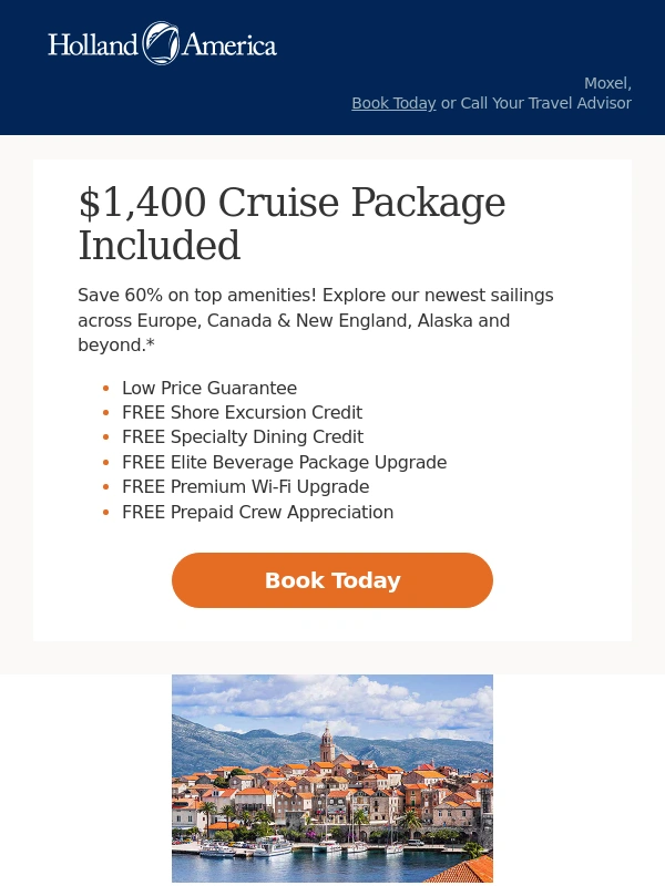 Holland America - 60% Off Our Most Popular Amenities