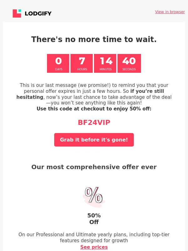 Lodgify - You're running out of time,lea! ⏰