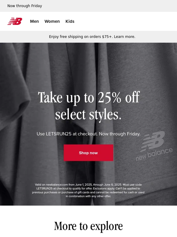New Balance - Starting today: up to 25% off select styles