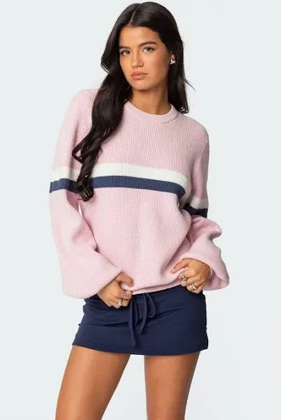 Edikted Women's Nautical Striped Oversized Sweater