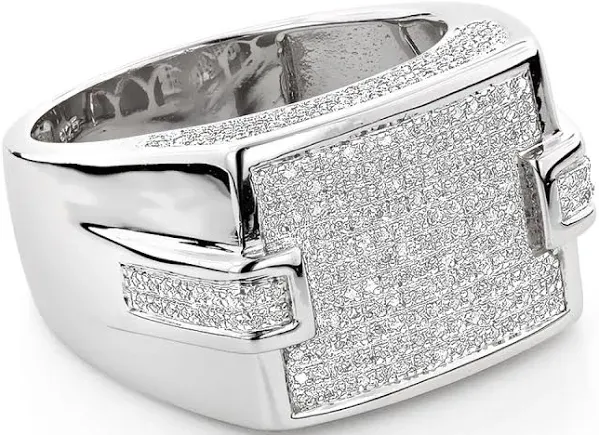Men's ItsHot Affordable Silver Diamond Ring 0.7ct