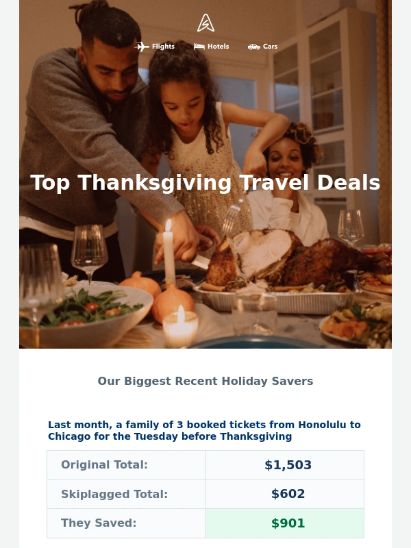 Skiplagged - ? TODAY is the cheapest day to book Thanksgiving travel
