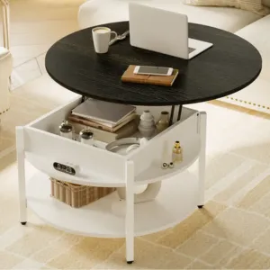 27" 17 Stories Wynny Lift-Top Wood Small Round Coffee Table w/ Storage (Dark Gray/White) $66.99 + Free Shipping