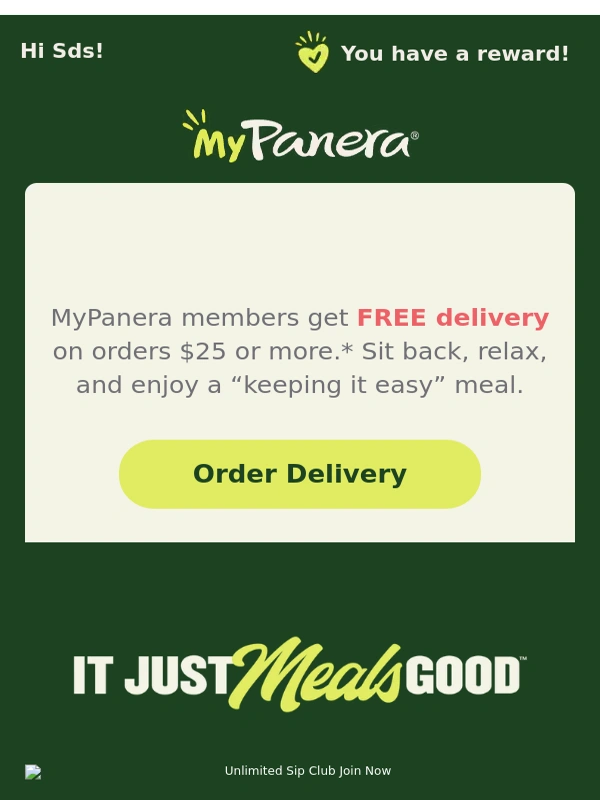 Panera Bread - Hello,100% ✨FREE ✨ delivery!