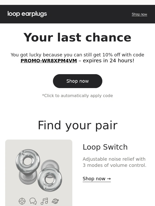 Loop Earplugs - 10% off – extended for 24h ⏰