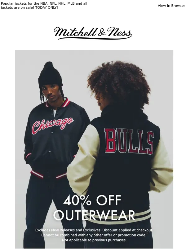 Mitchell & Ness - OUTERWEAR SALE | 40% Off All Leagues!