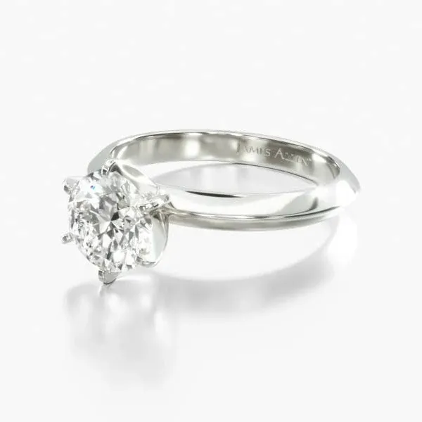 Round Diamond Engagement Ring Solitaire Comfort-Fit 6-Prong 2.0mm
