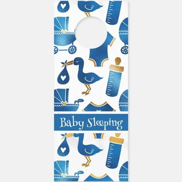 Blue Gold Glitter Nursery Baby Bottle Carriage Door Hanger