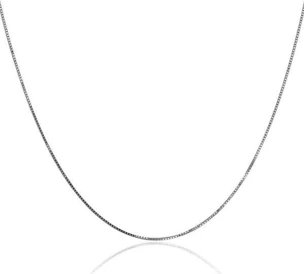 14K Solid White Gold 0.7mm Box Link Chain Necklace