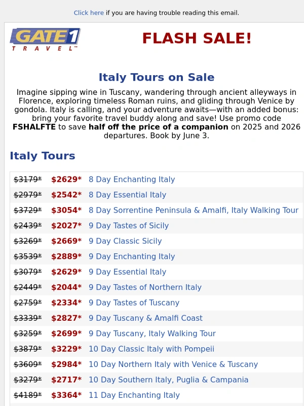 Gate 1 Travel - Italy Tours on Sale | Save on all 2025 and 2026 Departures