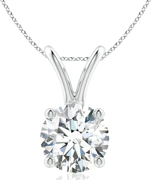 Lab-Grown Round Diamond Solitaire V-Bale Pendant