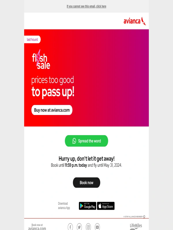 Avianca - FLASH SALE ends soon! ⚡Don't miss out