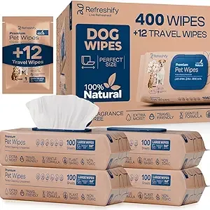 412-Count Refreshify 100% Natral Plant Based Hypoallergenic Pet Wipes (Unscented) $19.53 w/ S&S + Free Shipping w/ Prime or on $35+