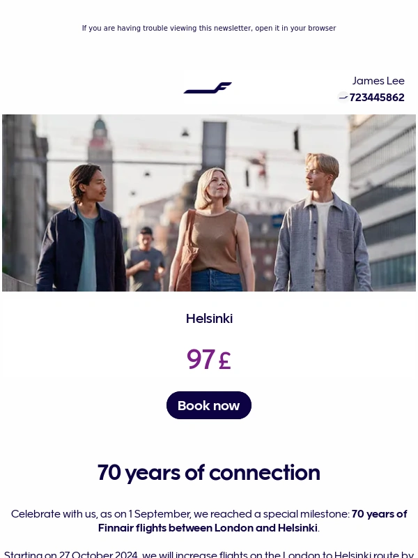 Finnair - 70 years of Helsinki–London flights