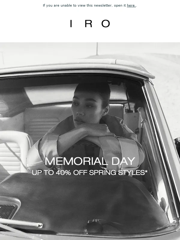 IRO - Memorial Day Sale Starts | Up to 40% off