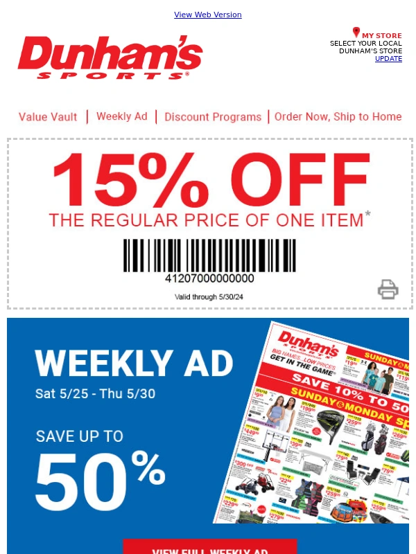 Dunhams Sports - Your Holiday Coupons Expire Tonight + Bonus Coupons!