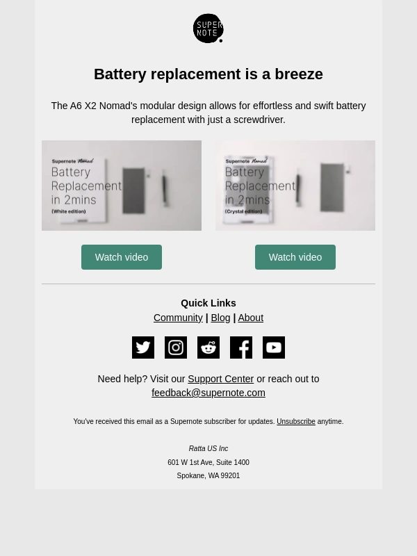 Supernote - A6 X2 Nomad Battery Replacement in Two Minutes