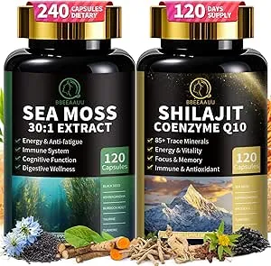 Sea Moss and Shilajit Supplement 240-Capsule Bundle