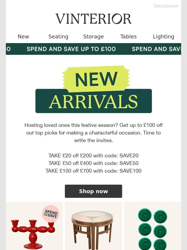Vinterior - New Arrivals: Holiday hosting