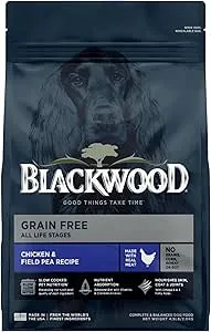 Blackwood Grain Free Dry Dog Food, Chicken & Field Pea Recipe, 4.5 Pound Bag for All Life Stages, Slow Cooked with Vitamins & Minerals for a Balanced Diet $9.15  Amazon