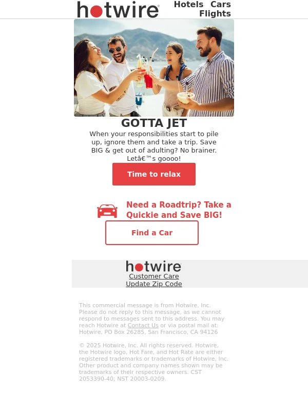 Hotwire - Too many dishes to clean. Must go on vacation. ?️