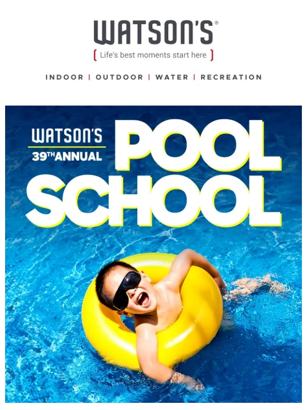 Watson's - ⏰ Ends Tonight: Up to 75% Off Pool & Spa Supplies During Pool School