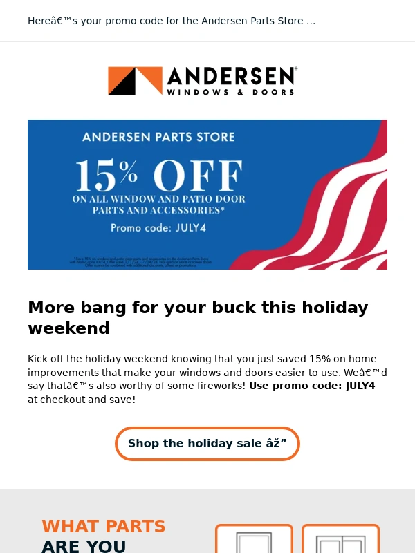 Andersen Windows - Here’s 15% off for your window repair