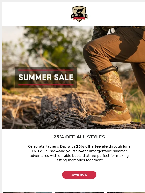 Irish Setter - 25% Off Adventure-Ready Boots for Dad