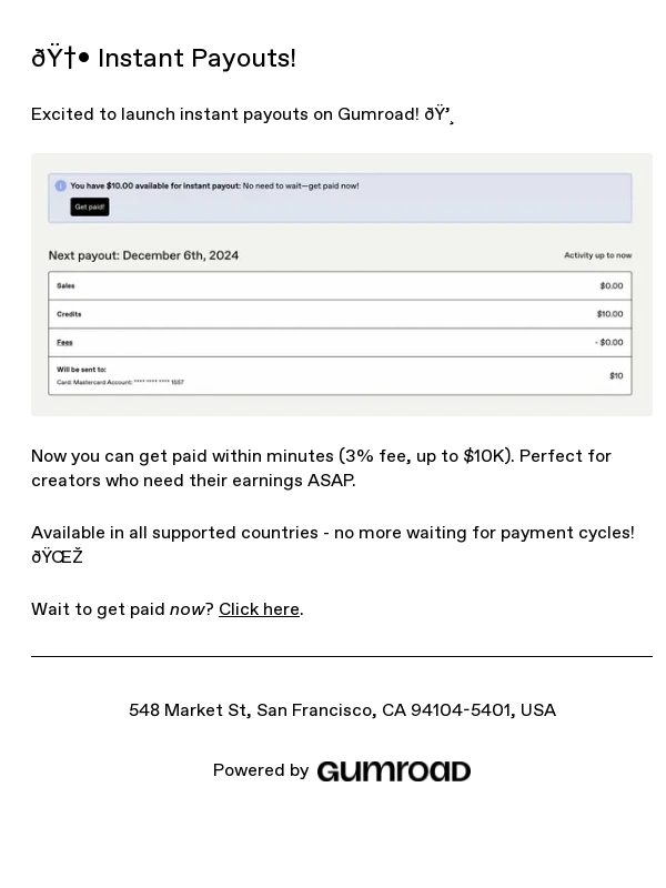 Gumroad - ? Instant Payouts!