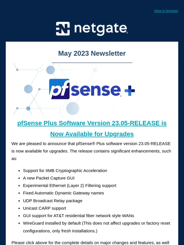 Netgate - Netgate Newsletter - May 2023