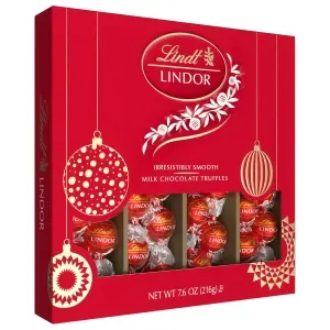 7.6 oz Lindt LINDOR Holiday Milk Chocolate Candy Modern Gift Box