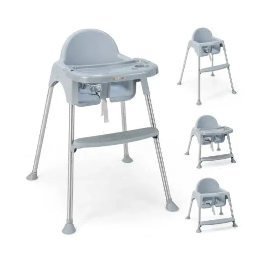 Costway 4-in-1 Convertible Baby High Chair with Removable Double Tray