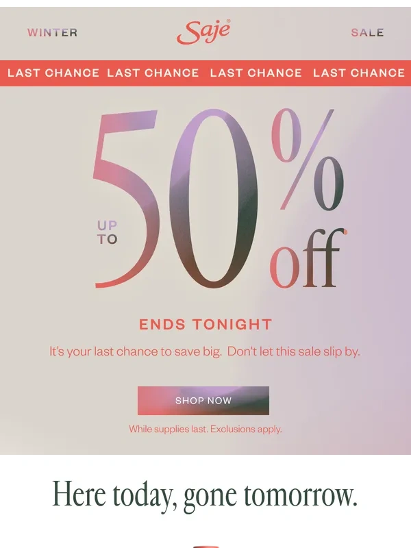 Saje - Last call: Up to 50% off ends soon
