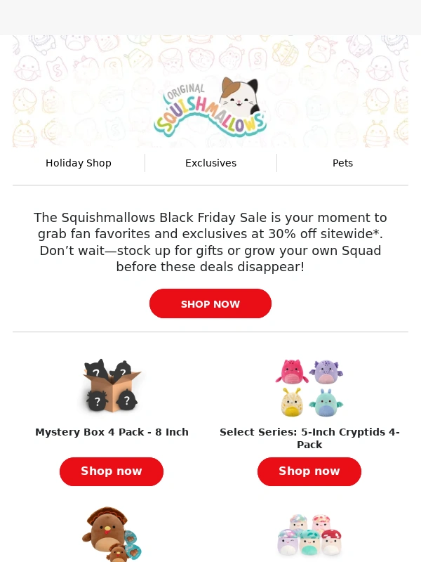 Squishmallows - Squishmallows Black Friday - Get 30% Off!
