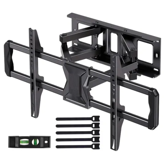MountFTV Full Motion TV wall mount for 37-82″ TVs with swivel tilt extension